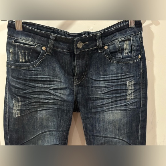 NV Capri Jeans Distressed Straight Leg Dark Blue Size 9 - Picture 7 of 7